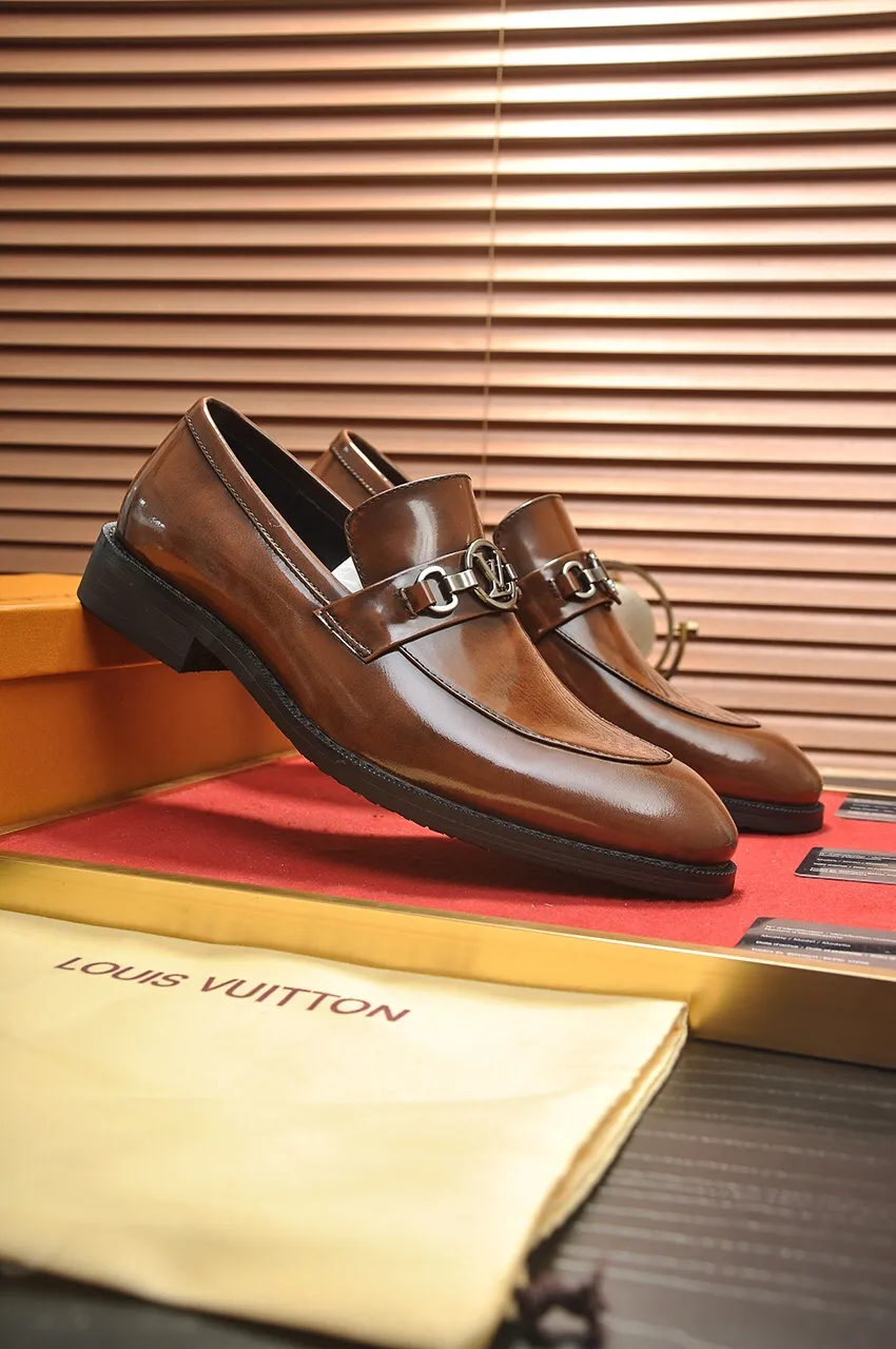 Men's shoes💰460💶【LOUIS VUITTON】(sheepskin lining) new cowhide LV formal shoes🎩🎩❗️🆘made one to one at the counter🎩original quality, imported cowhide upper➕full sheepskin lining➕original rubber outsole, {high quality visible}👣Size: 38-45 (45 custom-made)